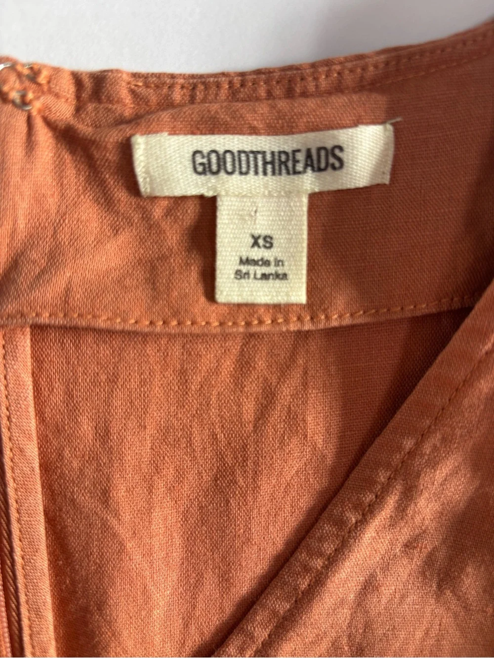 Goodthreads Rust Linen Blend Tiered Flutter Sleeve Mini Dress Pockets XS - Picture 5 of 9